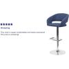 Flash Furniture Erik Contemporary Adjustable Height Barstool with Footrest and Rounded Mid-Back, Upholstered Bar or Counter Height Stool, Gray/Chrome(Blue Fabric/Chrome Frame)