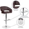 Flash Furniture Erik Contemporary Adjustable Height Barstool with Footrest and Rounded Mid-Back, Upholstered Bar or Counter Height Stool, Gray/Chrome(Brown Vinyl/Chrome Frame)
