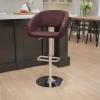 Flash Furniture Erik Contemporary Adjustable Height Barstool with Footrest and Rounded Mid-Back, Upholstered Bar or Counter Height Stool, Gray/Chrome(Brown Vinyl/Chrome Frame)
