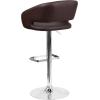 Flash Furniture Erik Contemporary Adjustable Height Barstool with Footrest and Rounded Mid-Back, Upholstered Bar or Counter Height Stool, Gray/Chrome(Brown Vinyl/Chrome Frame)