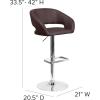 Flash Furniture Erik Contemporary Adjustable Height Barstool with Footrest and Rounded Mid-Back, Upholstered Bar or Counter Height Stool, Gray/Chrome(Brown Vinyl/Chrome Frame)