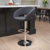 Flash Furniture Erik Contemporary Adjustable Height Barstool with Footrest and Rounded Mid-Back, Upholstered Bar or Counter Height Stool, Gray/Chrome(Charcoal Fabric/Chrome Frame)