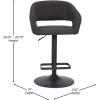 Flash Furniture Erik Contemporary Adjustable Height Barstool with Footrest and Rounded Mid-Back, Upholstered Bar or Counter Height Stool, Gray/Chrome(Charcoal Fabric/Black Frame)