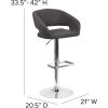 Flash Furniture Erik Contemporary Adjustable Height Barstool with Footrest and Rounded Mid-Back, Upholstered Bar or Counter Height Stool, Gray/Chrome(Charcoal Fabric/Chrome Frame)