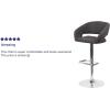 Flash Furniture Erik Contemporary Adjustable Height Barstool with Footrest and Rounded Mid-Back, Upholstered Bar or Counter Height Stool, Gray/Chrome(Charcoal Fabric/Chrome Frame)