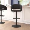 Flash Furniture Erik Contemporary Adjustable Height Barstool with Footrest and Rounded Mid-Back, Upholstered Bar or Counter Height Stool, Gray/Chrome(Charcoal Fabric/Black Frame)