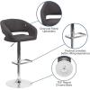 Flash Furniture Erik Contemporary Adjustable Height Barstool with Footrest and Rounded Mid-Back, Upholstered Bar or Counter Height Stool, Gray/Chrome(Charcoal Fabric/Chrome Frame)