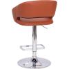 Flash Furniture Erik Contemporary Adjustable Height Barstool with Footrest and Rounded Mid-Back, Upholstered Bar or Counter Height Stool, Gray/Chrome(Cognac Vinyl/Chrome Frame)