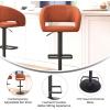 Flash Furniture Erik Contemporary Adjustable Height Barstool with Footrest and Rounded Mid-Back, Upholstered Bar or Counter Height Stool, Gray/Chrome(Cognac Vinyl/Black Frame)