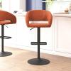 Flash Furniture Erik Contemporary Adjustable Height Barstool with Footrest and Rounded Mid-Back, Upholstered Bar or Counter Height Stool, Gray/Chrome(Cognac Vinyl/Black Frame)