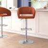 Flash Furniture Erik Contemporary Adjustable Height Barstool with Footrest and Rounded Mid-Back, Upholstered Bar or Counter Height Stool, Gray/Chrome(Cognac Vinyl/Chrome Frame)