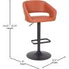 Flash Furniture Erik Contemporary Adjustable Height Barstool with Footrest and Rounded Mid-Back, Upholstered Bar or Counter Height Stool, Gray/Chrome(Cognac Vinyl/Black Frame)