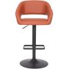 Flash Furniture Erik Contemporary Adjustable Height Barstool with Footrest and Rounded Mid-Back, Upholstered Bar or Counter Height Stool, Gray/Chrome(Cognac Vinyl/Black Frame)