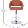 Flash Furniture Erik Contemporary Adjustable Height Barstool with Footrest and Rounded Mid-Back, Upholstered Bar or Counter Height Stool, Gray/Chrome(Cognac Vinyl/Chrome Frame)