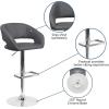Flash Furniture Erik Contemporary Adjustable Height Barstool with Footrest and Rounded Mid-Back, Upholstered Bar or Counter Height Stool, Gray/Chrome(Gray Vinyl/Chrome Frame)