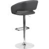 Flash Furniture Erik Contemporary Adjustable Height Barstool with Footrest and Rounded Mid-Back, Upholstered Bar or Counter Height Stool, Gray/Chrome(Gray Vinyl/Chrome Frame)