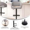 Flash Furniture Erik Contemporary Adjustable Height Barstool with Footrest and Rounded Mid-Back, Upholstered Bar or Counter Height Stool, Gray/Chrome(Gray Fabric/Black Frame)