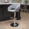 Flash Furniture Erik Contemporary Adjustable Height Barstool with Footrest and Rounded Mid-Back, Upholstered Bar or Counter Height Stool, Gray/Chrome(Gray Fabric/Chrome Frame)