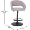 Flash Furniture Erik Contemporary Adjustable Height Barstool with Footrest and Rounded Mid-Back, Upholstered Bar or Counter Height Stool, Gray/Chrome(Gray Vinyl/Black Frame)