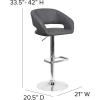 Flash Furniture Erik Contemporary Adjustable Height Barstool with Footrest and Rounded Mid-Back, Upholstered Bar or Counter Height Stool, Gray/Chrome(Gray Vinyl/Chrome Frame)