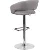 Flash Furniture Erik Contemporary Adjustable Height Barstool with Footrest and Rounded Mid-Back, Upholstered Bar or Counter Height Stool, Gray/Chrome(Gray Fabric/Chrome Frame)