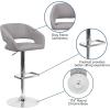 Flash Furniture Erik Contemporary Adjustable Height Barstool with Footrest and Rounded Mid-Back, Upholstered Bar or Counter Height Stool, Gray/Chrome(Gray Fabric/Chrome Frame)