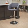 Flash Furniture Erik Contemporary Adjustable Height Barstool with Footrest and Rounded Mid-Back, Upholstered Bar or Counter Height Stool, Gray/Chrome(Gray Vinyl/Chrome Frame)