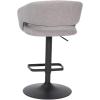 Flash Furniture Erik Contemporary Adjustable Height Barstool with Footrest and Rounded Mid-Back, Upholstered Bar or Counter Height Stool, Gray/Chrome(Gray Fabric/Black Frame)