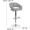 Flash Furniture Erik Contemporary Adjustable Height Barstool with Footrest and Rounded Mid-Back, Upholstered Bar or Counter Height Stool, Gray/Chrome(Gray Fabric/Chrome Frame)