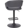 Flash Furniture Erik Contemporary Adjustable Height Barstool with Footrest and Rounded Mid-Back, Upholstered Bar or Counter Height Stool, Gray/Chrome(Gray Vinyl/Black Frame)