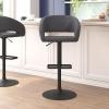 Flash Furniture Erik Contemporary Adjustable Height Barstool with Footrest and Rounded Mid-Back, Upholstered Bar or Counter Height Stool, Gray/Chrome(Gray Vinyl/Black Frame)