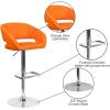 Flash Furniture Erik Contemporary Adjustable Height Barstool with Footrest and Rounded Mid-Back, Upholstered Bar or Counter Height Stool, Gray/Chrome(Orange Vinyl/Chrome Frame)