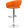 Flash Furniture Erik Contemporary Adjustable Height Barstool with Footrest and Rounded Mid-Back, Upholstered Bar or Counter Height Stool, Gray/Chrome(Orange Vinyl/Chrome Frame)