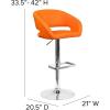 Flash Furniture Erik Contemporary Adjustable Height Barstool with Footrest and Rounded Mid-Back, Upholstered Bar or Counter Height Stool, Gray/Chrome(Orange Vinyl/Chrome Frame)