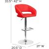 Flash Furniture Erik Contemporary Adjustable Height Barstool with Footrest and Rounded Mid-Back, Upholstered Bar or Counter Height Stool, Gray/Chrome(Red Vinyl/Chrome Frame)