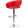 Flash Furniture Erik Contemporary Adjustable Height Barstool with Footrest and Rounded Mid-Back, Upholstered Bar or Counter Height Stool, Gray/Chrome(Red Vinyl/Chrome Frame)