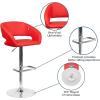 Flash Furniture Erik Contemporary Adjustable Height Barstool with Footrest and Rounded Mid-Back, Upholstered Bar or Counter Height Stool, Gray/Chrome(Red Vinyl/Chrome Frame)