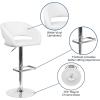Flash Furniture Erik Contemporary Adjustable Height Barstool with Footrest and Rounded Mid-Back, Upholstered Bar or Counter Height Stool, Gray/Chrome(White Vinyl/Chrome Frame)