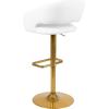 Flash Furniture Erik Contemporary Adjustable Height Barstool with Footrest and Rounded Mid-Back, Upholstered Bar or Counter Height Stool, Gray/Chrome(White/Gold Frame)