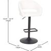 Flash Furniture Erik Contemporary Adjustable Height Barstool with Footrest and Rounded Mid-Back, Upholstered Bar or Counter Height Stool, Gray/Chrome(White Vinyl/Black Frame)