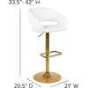 Flash Furniture Erik Contemporary Adjustable Height Barstool with Footrest and Rounded Mid-Back, Upholstered Bar or Counter Height Stool, Gray/Chrome(White/Gold Frame)