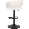 Flash Furniture Erik Contemporary Adjustable Height Barstool with Footrest and Rounded Mid-Back, Upholstered Bar or Counter Height Stool, Gray/Chrome(White Vinyl/Black Frame)