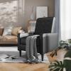 Flash Furniture Erza LeatherSoft Button Tufted Pushback Recliner, Mid-Century Modern Recliner Chair for Residential and Commercial Use, Cognac Brown(Black)