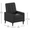 Flash Furniture Erza LeatherSoft Button Tufted Pushback Recliner, Mid-Century Modern Recliner Chair for Residential and Commercial Use, Cognac Brown(Black)