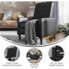 Flash Furniture Erza LeatherSoft Button Tufted Pushback Recliner, Mid-Century Modern Recliner Chair for Residential and Commercial Use, Cognac Brown(Black)