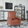 Flash Furniture Erza LeatherSoft Button Tufted Pushback Recliner, Mid-Century Modern Recliner Chair for Residential and Commercial Use, Cognac Brown(Cognac Brown)