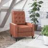 Flash Furniture Erza LeatherSoft Button Tufted Pushback Recliner, Mid-Century Modern Recliner Chair for Residential and Commercial Use, Cognac Brown(Cognac Brown)