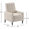 Flash Furniture Erza LeatherSoft Button Tufted Pushback Recliner, Mid-Century Modern Recliner Chair for Residential and Commercial Use, Cognac Brown(Cream)