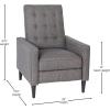 Flash Furniture Erza LeatherSoft Button Tufted Pushback Recliner, Mid-Century Modern Recliner Chair for Residential and Commercial Use, Cognac Brown(Grey)