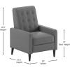 Flash Furniture Erza LeatherSoft Button Tufted Pushback Recliner, Mid-Century Modern Recliner Chair for Residential and Commercial Use, Cognac Brown(Light Gray)